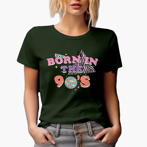 Distressed Born in the 90s, Retro Millennial Art Merch Gift, Military Green T-Shirt, 2XL