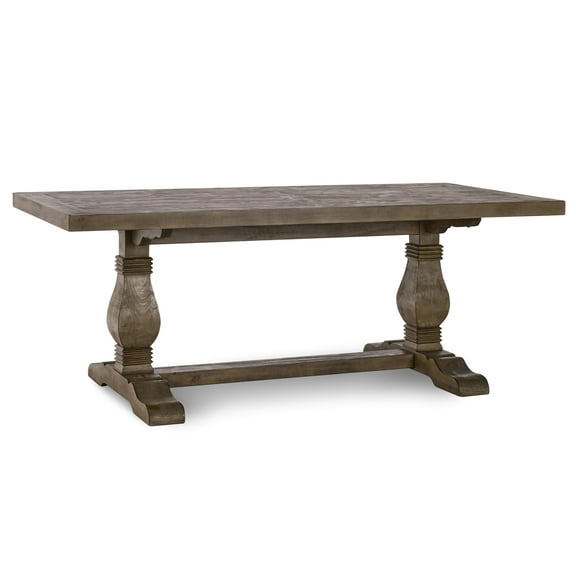 Distressed Brown 78" Dining Table, Solid Wood Construction, Handmade, Rustic Transitional Look Pine Wood, Brown, Seats 6, Handcrafted Country Style