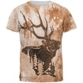 thumbnail image 1 of Distressed Brown Elk Silhouette All Over Mens T Shirt Multi LG, 1 of 2