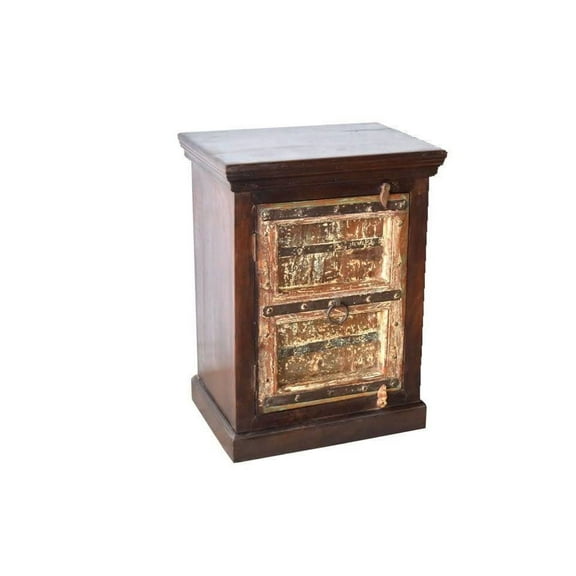 Distressed Brown Vintage Vanity Cabinet | Entryway Rustic Storage Cabinet | Farmhouse Style Patina Wood Cabinet | Unique Narrow Cabinet