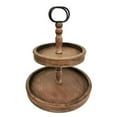 thumbnail image 1 of Distressed Brown Wood Two Tiered Round Tray, 1 of 1