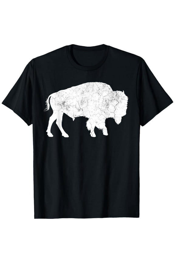 Distressed Buffalo Retro Bison Animal Lover Shirt Men Women T-Shirt100% cotton