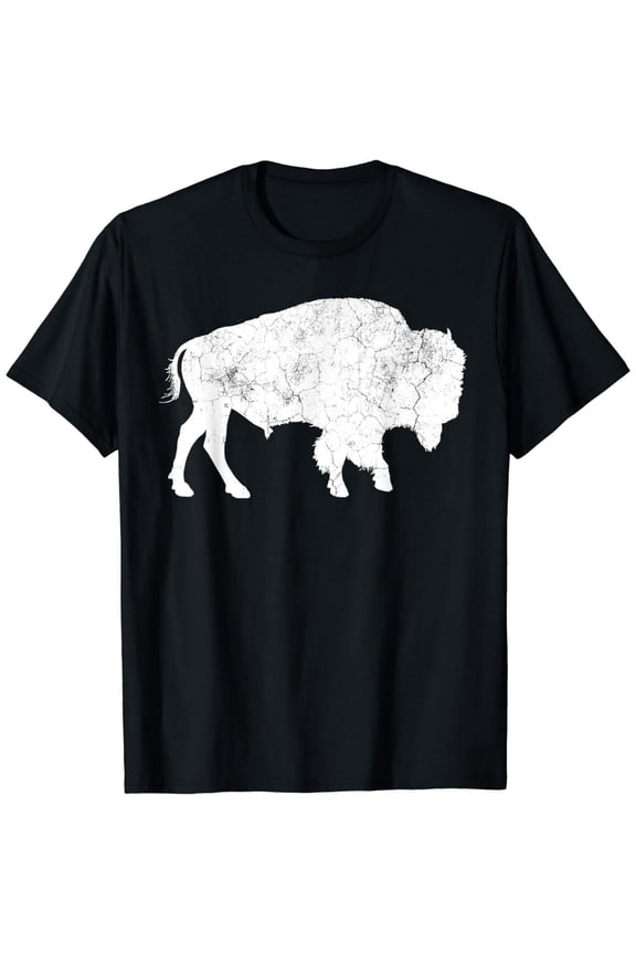 Distressed Buffalo Retro Bison Animal Lover Shirt Men Women T-Shirt