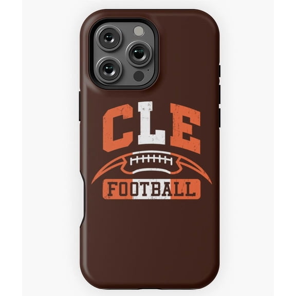 Distressed CLE Cleveland Football Case for iPhone 17 16 15 14 13 12 11 Pro Max