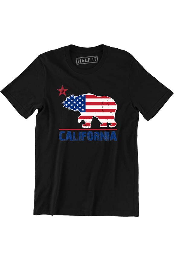 Distressed California Republic Flag Cali US Flag July 4 Men's T-Shirt