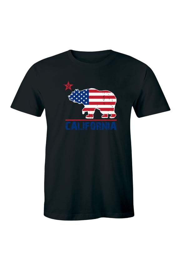 Distressed California Republic Flag T-Shirt Cali Us Flag July 4 Men'S Tee Shirt
