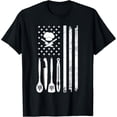 thumbnail image 1 of Distressed Chef Utensil American Flag Graphic 100% Cotton T-Shirt for Cooks, 1 of 6