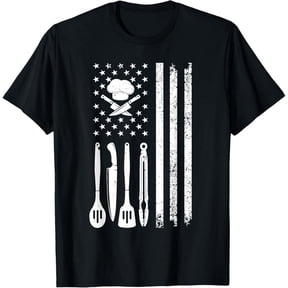 Distressed Chef Utensil American Flag Graphic 100% Cotton T-Shirt for Cooks