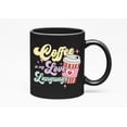 thumbnail image 1 of Distressed Coffee Is My Love Language, Retro Cup with Heart Art, Black 11oz Ceramic Mug, 1 of 5