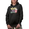 thumbnail image 1 of Coffee Is My Love Language, Retro Cup with Heart Art, Black Hooded Sweatshirt or Hoodie, Small, 1 of 5