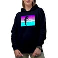 thumbnail image 1 of Distressed Color Block with Shadow of a Swinging Golf Player, Golfing or Golfer Themed Merch Gift, Navy Blue Hooded Sweatshirt or Hoodie, X-Large, 1 of 5