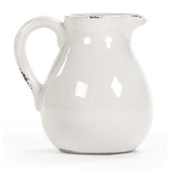Distressed Crackle White Pitcher (6728S A369) by Zentique