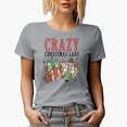 thumbnail image 1 of Distressed Crazy Christmas Lady - Present, Gingerbread, Xmas Tree & Ball, Retro Art Merch Gift, Heather Grey T-Shirt, 2XL, 1 of 5
