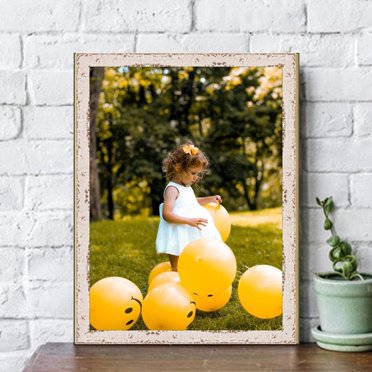 Distressed Cream White Barnwood Picture Frame Rustic - Custom Framing