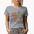 thumbnail image 1 of Distressed Created with a Purpose - Retro Wavy Text Art Merch Gift, Heather Grey T-Shirt, XL, 1 of 5