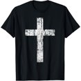 thumbnail image 1 of Distressed Cross Christian Inspirational Faith Graphic T-Shirt, 1 of 4