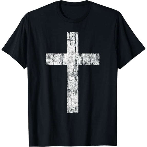 Distressed Cross Christian Inspirational Faith Graphic T-Shirt
