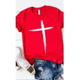 thumbnail image 1 of Distressed Cross White Ink Graphic Tee T-Shirt PLUS, 1 of 11