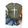 thumbnail image 1 of Distressed Cross White Ink Graphic Tee T-Shirt PLUS, 1 of 10