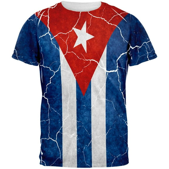 Distressed Cuban Flag All Over Mens T Shirt Multi SM