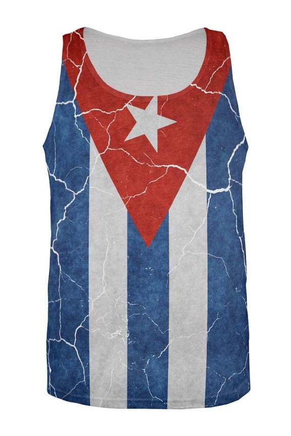 Distressed Cuban Flag All Over Mens Tank Top Multi MD