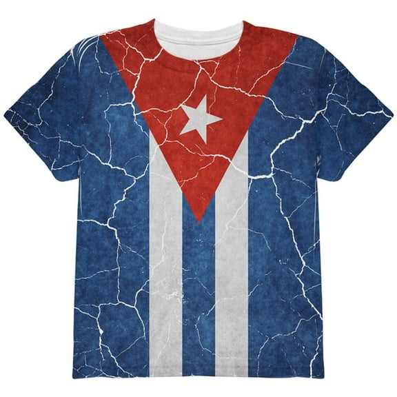 Distressed Cuban Flag All Over Youth T Shirt Multi YXL