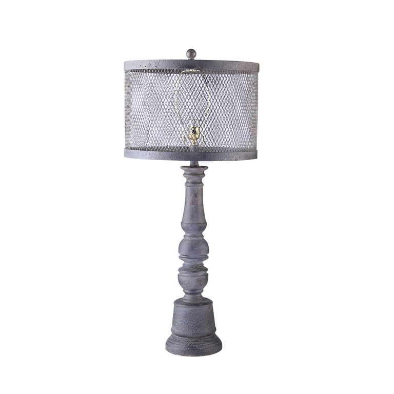 5.5 X 9.25 X 28.75 Gray Industrial With Stacked Metal Pedestal - Table Lamp 5.5 X 9.25 X 28.75 Gray Industrial With Stacked Metal Pedestal - Table Lamp