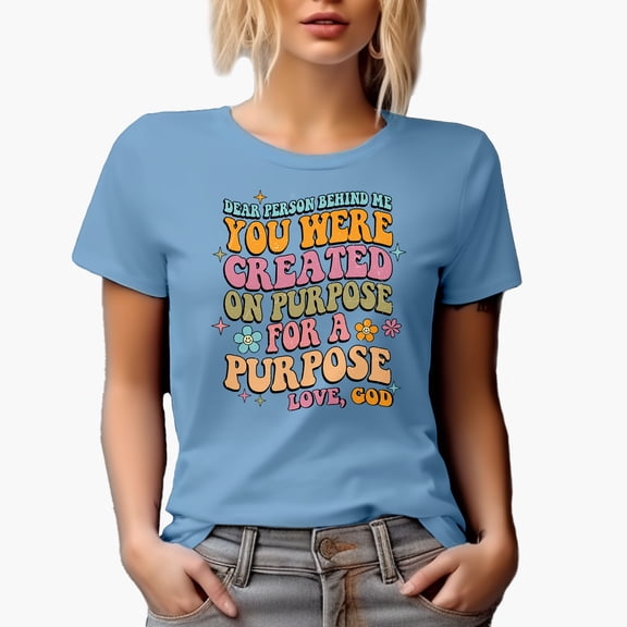 Distressed Dear Person, You Were Created for a Purpose, Love God - Retro Wavy Text Merch Gift, Baby Blue T-Shirt, XL