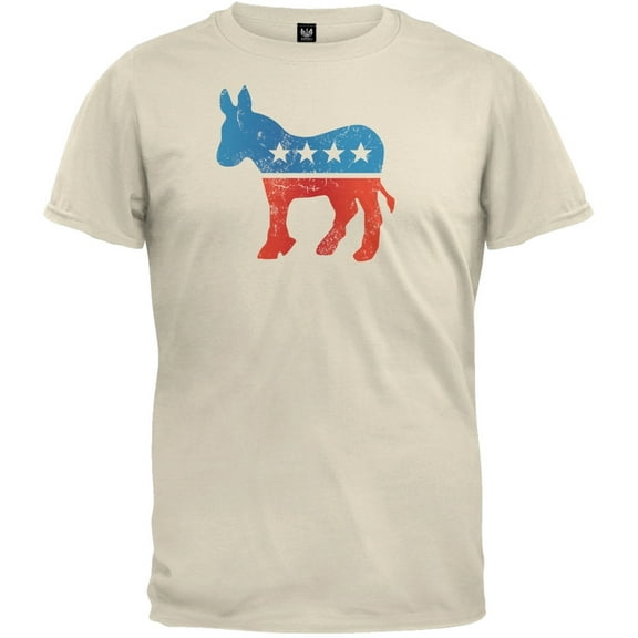 Distressed Democrat Donkey Logo Cream Adult T-Shirt - Medium