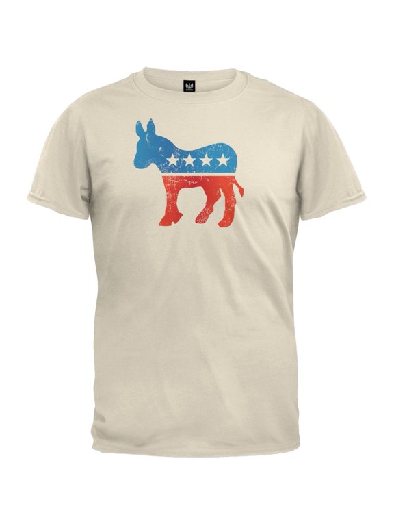 Distressed Democrat Donkey Logo Cream Adult T-Shirt - Medium