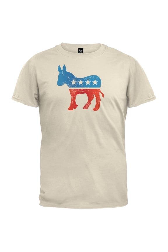 Distressed Democrat Donkey Logo Cream Adult T-Shirt - X-Large