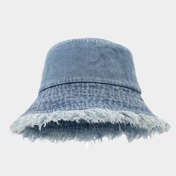 Distressed Denim Bucket Hat For Men And Women Unisex Washed Fisherman Hat Outdoor Travel Street Fashion Sun Hat Leisure BU1 - M