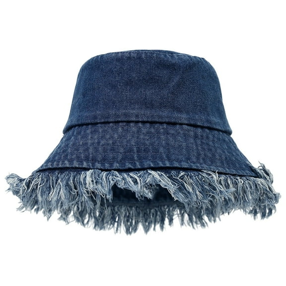 Distressed Denim Unisex Fisherman Hat for Outdoor Travel and Street Fashion Sun