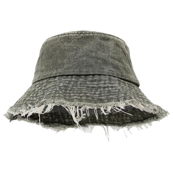 Distressed Denim Unisex Fisherman Hat for Outdoor Travel and Street Fashion Sun