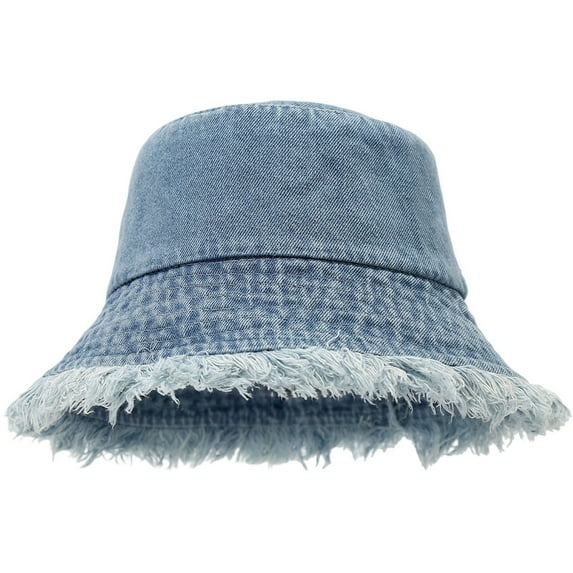Distressed Denim Unisex Fisherman Hat for Outdoor Travel and Street Fashion Sun