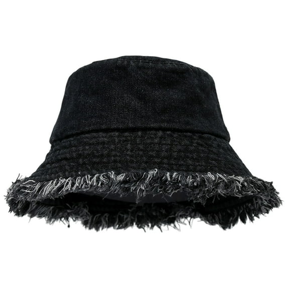 Distressed Denim Unisex Fisherman Hat for Outdoor Travel and Street Fashion Sun
