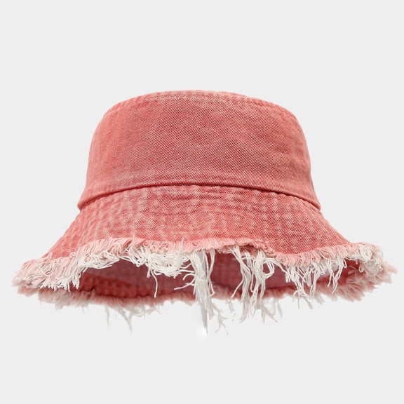 Distressed Denim Bucket Hat Unisex Washed Fisherman Headwear for Outdoor Activities Travel Fashion Sun