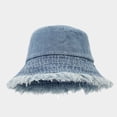 thumbnail image 1 of Distressed Denim Bucket Hat for Outdoor Travel Unisex Fisherman Style Sun Accessories, 1 of 3