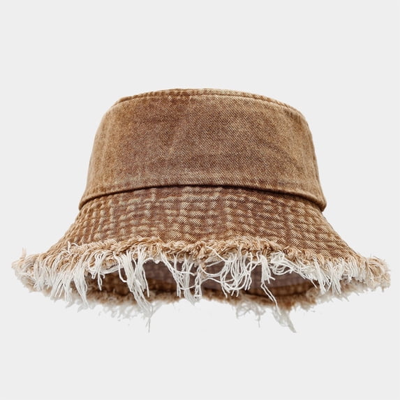 Distressed Denim Bucket Hat for Men Women Unisex Washed Fisherman Outdoor Travel Street Fashion Sun Hat