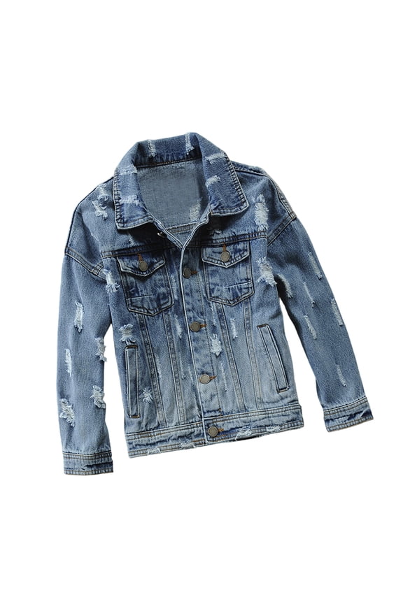 Distressed Denim Jacket For Boys Autumn Fashion Casual Outerwear With Classic Western Style