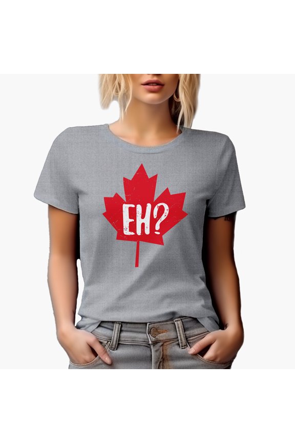 Distressed Distressed Eh? - Maple Leaf, Canada or Canadian Themed Merch Gift, Heather Grey T-Shirt, Small