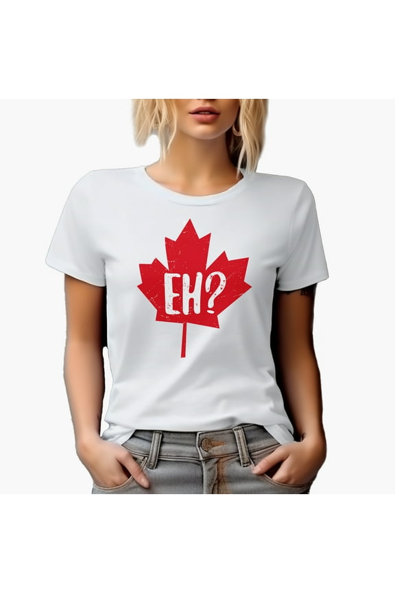 Distressed Distressed Eh? - Maple Leaf, Canada or Canadian Themed Merch Gift, White T-Shirt, Small