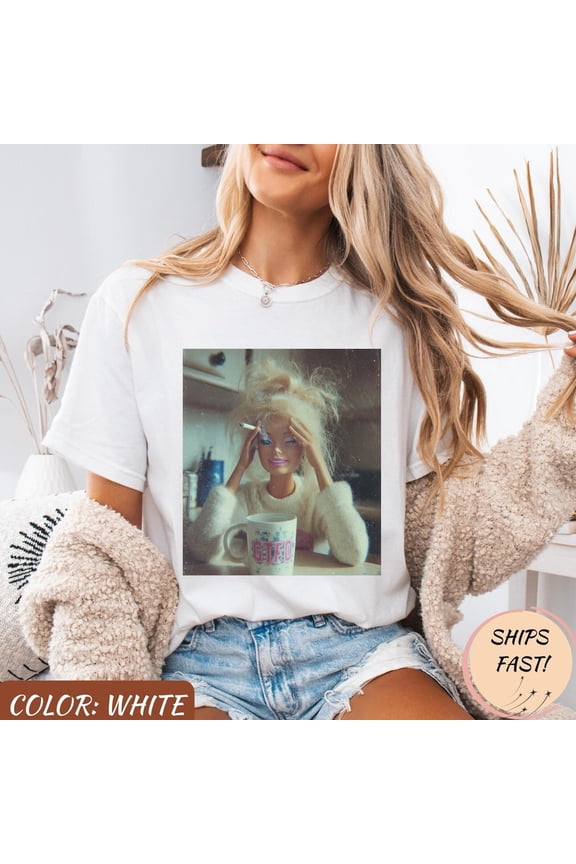 Distressed Doll Face Meme Shirt – Viral Creepy Graphic Tee with Grunge Aesthetic