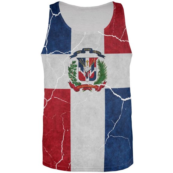 Distressed Dominican Republic Flag All Over Mens Tank Top Multi SM