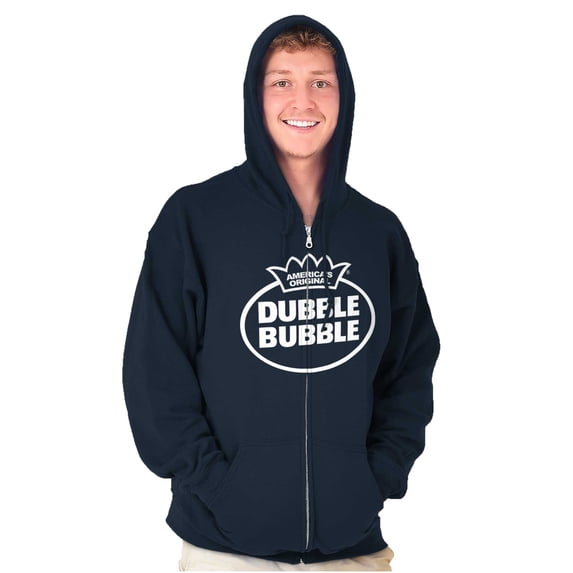 Distressed Dubble Bubble Retro Double Zip Up Hoodie Men's Women's Brisco Brands S