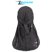 Distressed Durag Head Wrap for Mens wave cap-Black