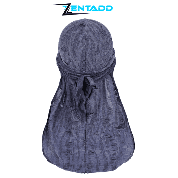 Distressed Durag Head Wrap for Mens wave cap-Navy Blue
