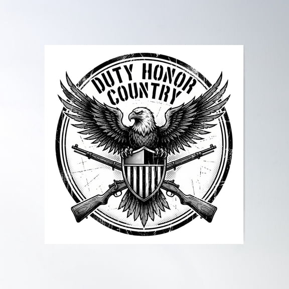 Distressed Duty Honor Country Military Eagle Emblem For Patriots, Unframed Canvas