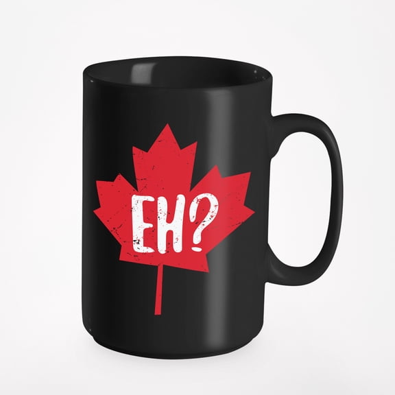 Distressed Eh? Maple Leaf, Canada or Canadian, Black 15oz Ceramic Mug