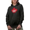 thumbnail image 1 of Distressed Eh? Maple Leaf, Canada or Canadian Themed Merch Gift, Black Hooded Sweatshirt or Hoodie, Medium, 1 of 5